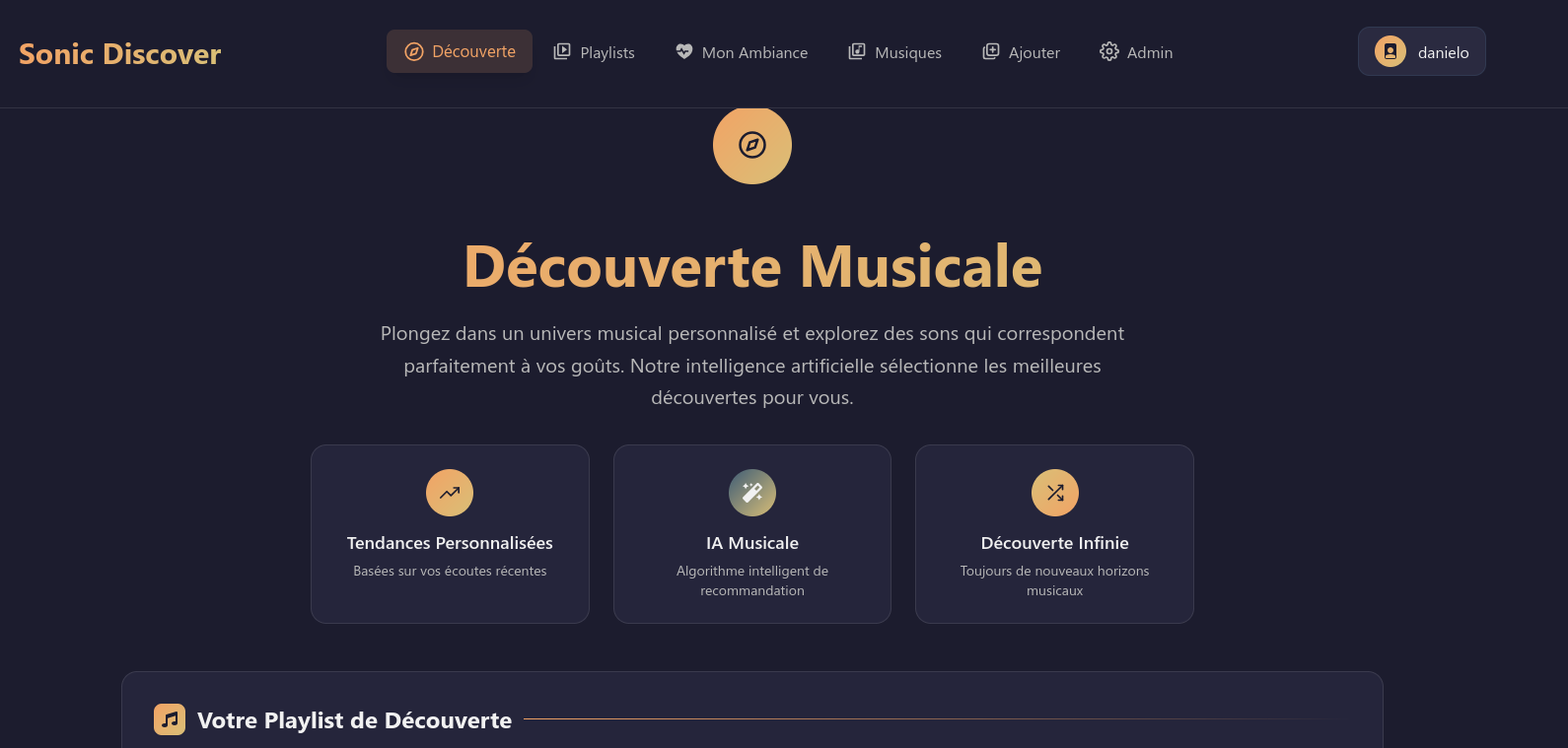 Image du projet SonicDiscover - Plateforme de Découverte Musicale